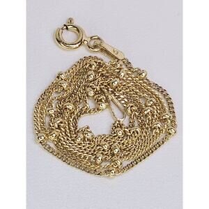 Vintage Solid 925 Gold Plated Curb + Ball Link Chain 16"